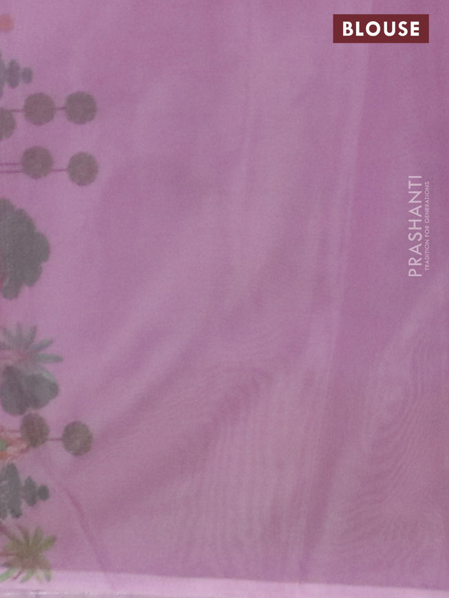 Semi organza saree lavender with floral butta prints and long printed border