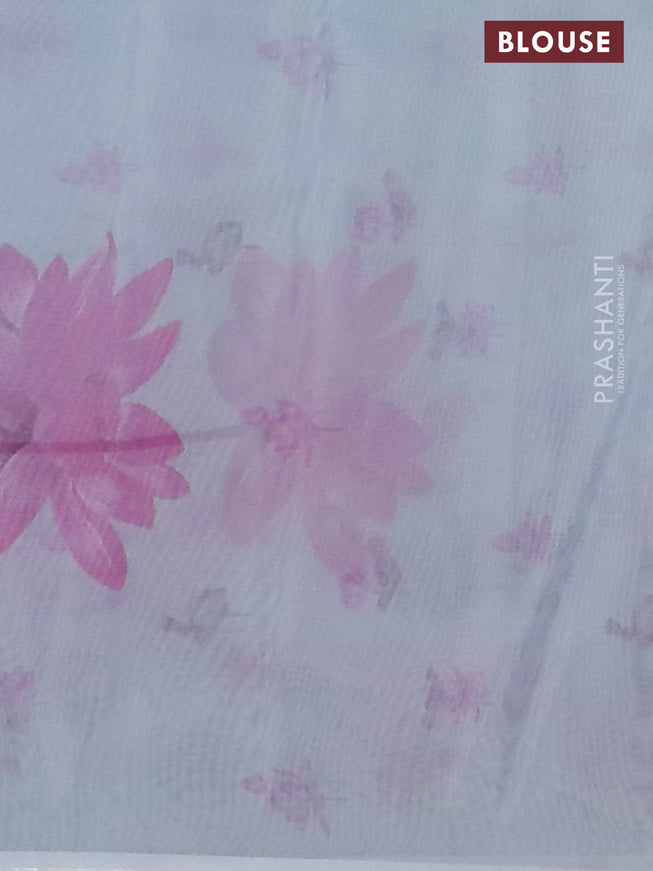 Semi organza saree pastel blue with floral butta prints and long floral printed border
