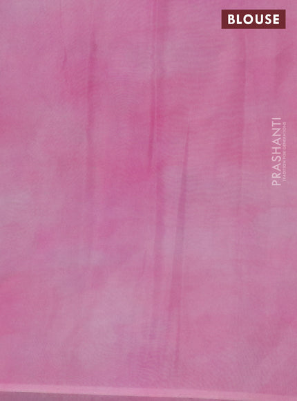 Semi organza saree light pink with allover floral prints in borderless style