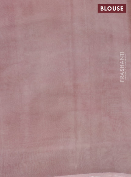 Semi organza saree pastel peach with allover floral prints in borderless style