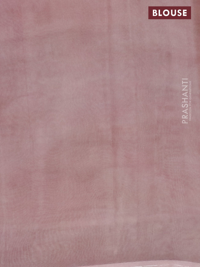 Semi organza saree pastel peach with allover floral prints in borderless style