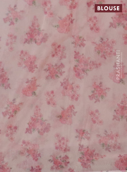 Semi organza saree sandal with allover floral prints in borderless style