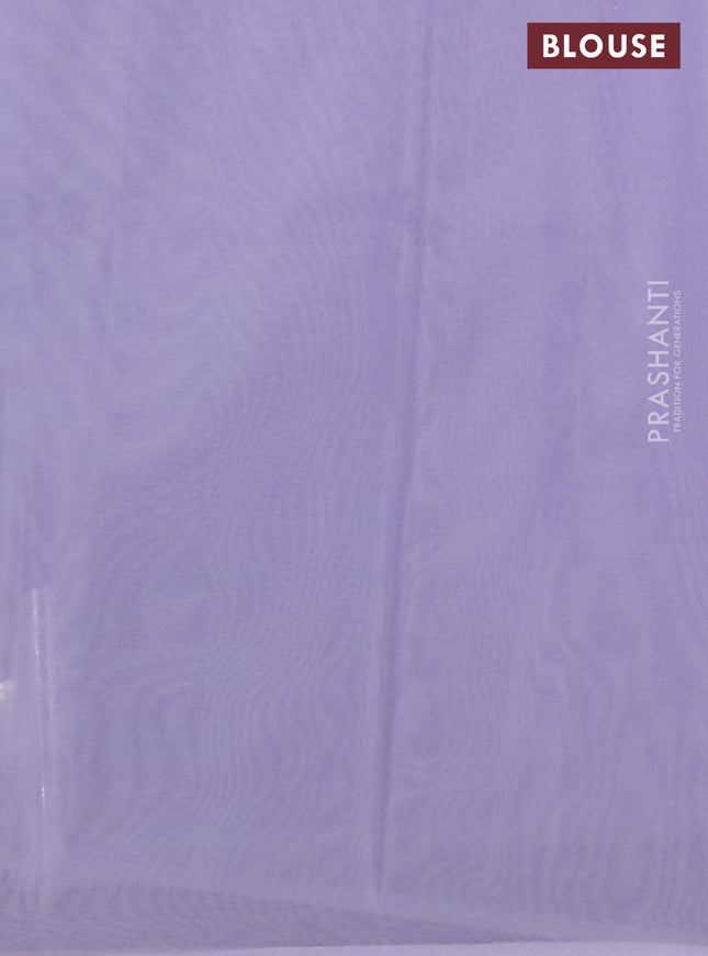 Semi organza saree lavender with floral butta prints in borderless style