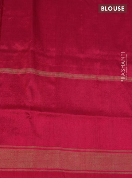 Pochampally silk saree dark blue and dark pink teal green with allover ikat weaves and long zari ikat woven border