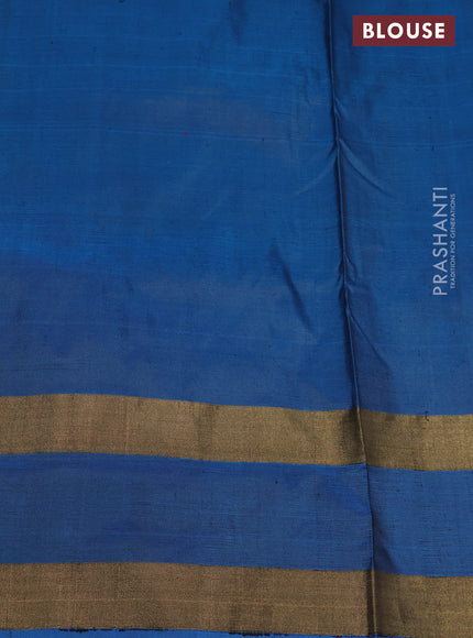 Pochampally silk saree dark pink and cs blue with allover ikat weaves and temple design ikat woven border