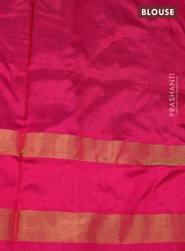 Pochampally silk saree royal blue and pink with allover patola weaves and zari woven ikat border