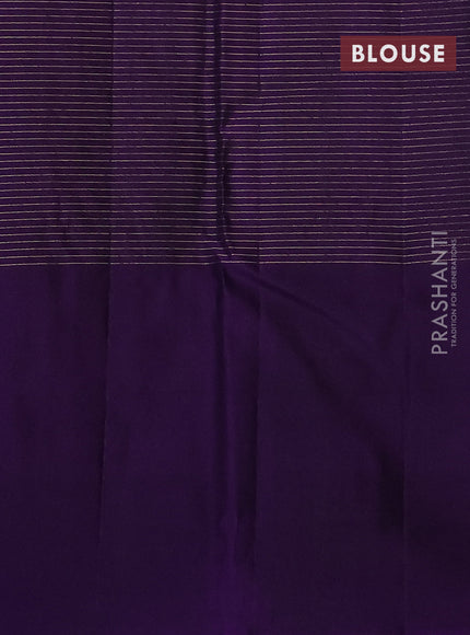 Pure soft silk saree teal blue and violet with allover small zari checked pattern and long silver zari woven buta border