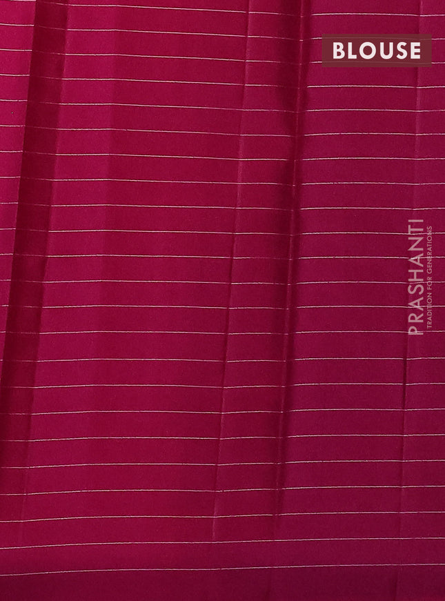 Pure soft silk saree dual shade of blue and pink with allover zari checks & buttas in borderless style