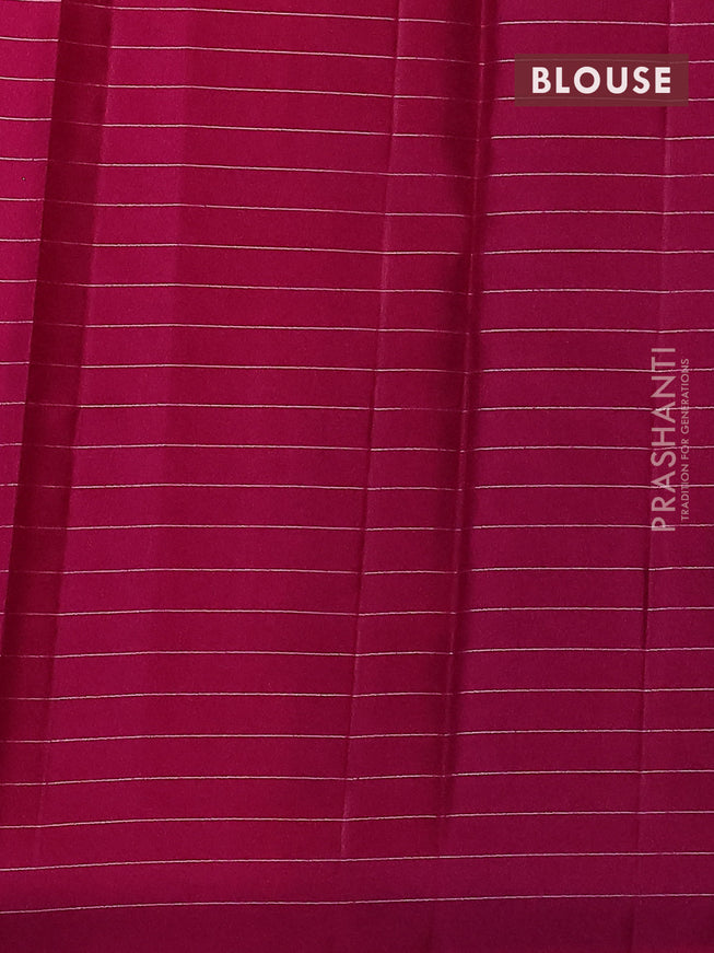 Pure soft silk saree dual shade of blue and pink with allover zari checks & buttas in borderless style