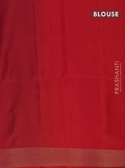 Pure soft silk saree cs blue and dual shade of pinkish orange with zari woven muniya buttas and temple design zari woven border