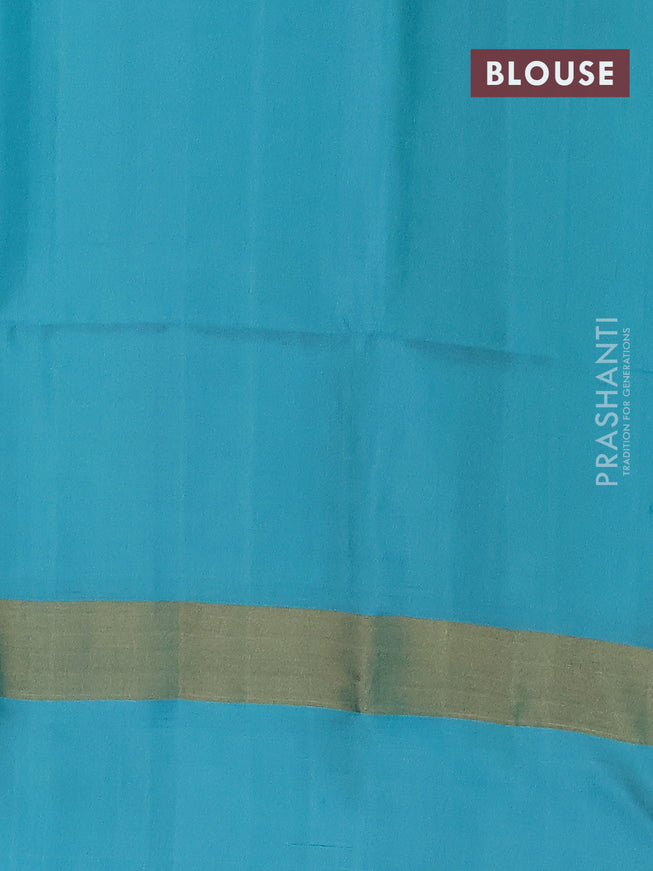 Pure soft silk saree yellow and teal blue with silver zari woven buttas and zari woven border