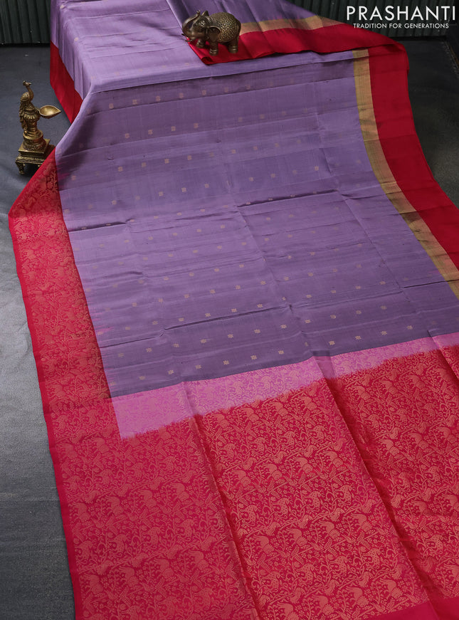Pure soft silk saree pastel violet and dual shade of pink with zari woven buttas and zari woven border