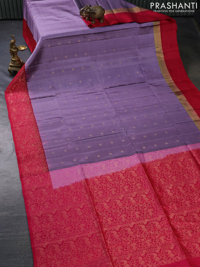 Pure soft silk saree pastel violet and dual shade of pink with zari woven buttas and zari woven border