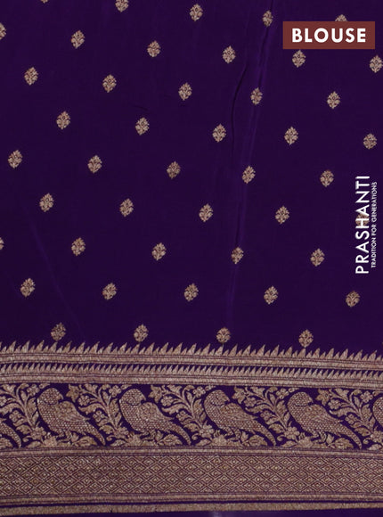 Banarasi crepe saree violet with allover thread & zari weaves and woven border