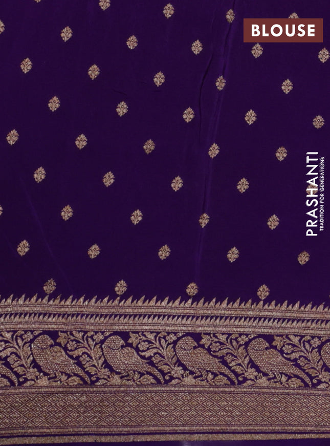 Banarasi crepe saree violet with allover thread & zari weaves and woven border