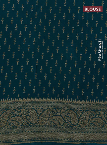 Banarasi crepe saree pink and brown teal with allover thread & zari weaves and woven border