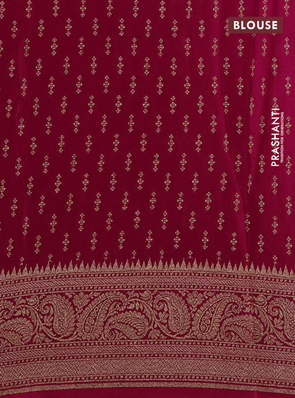 Banarasi crepe saree maroon and orange pink with allover thread & zari weaves and woven border