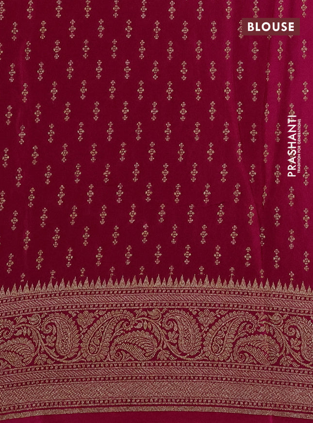 Banarasi crepe saree maroon and orange pink with allover thread & zari weaves and woven border