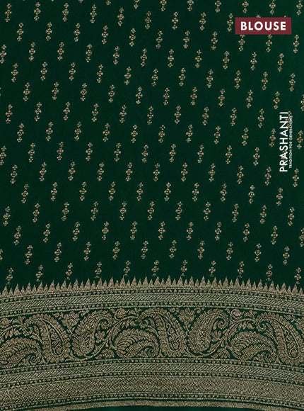 Banarasi crepe saree violet and red green with allover thread & zari weaves and woven border