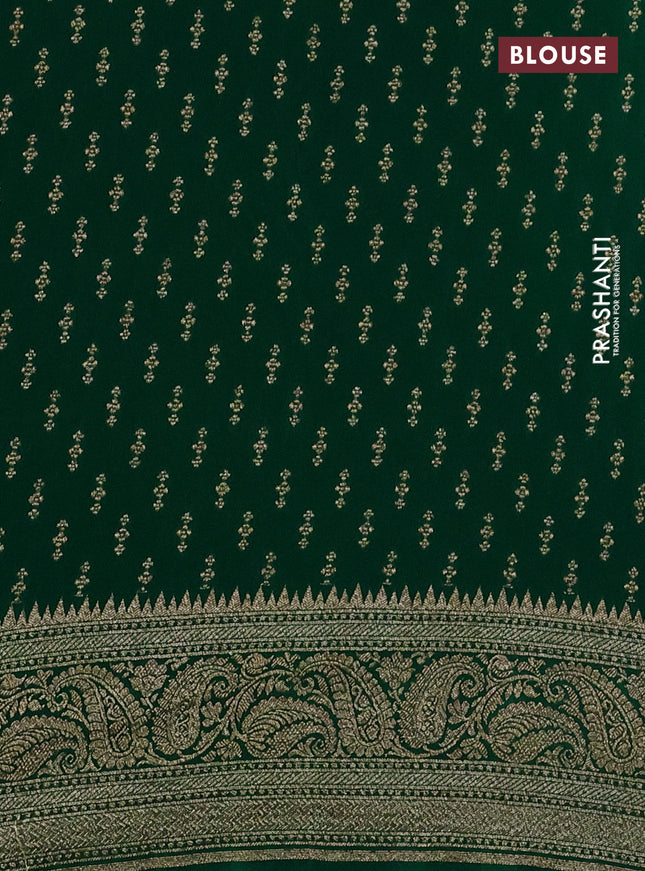 Banarasi crepe saree violet and red green with allover thread & zari weaves and woven border