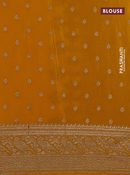 Banarasi crepe saree mango yellow with allover thread & zari weaves and woven border