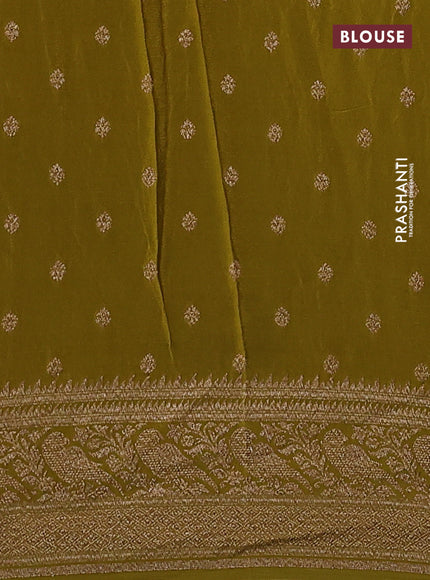 Banarasi crepe saree lime green with allover thread & zari weaves and woven border