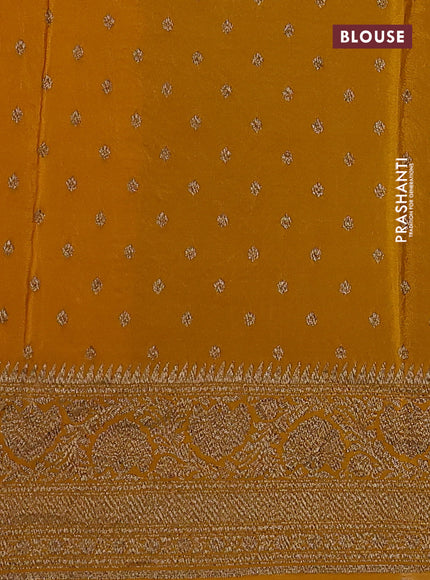 Banarasi crepe saree mustard yellow with allover thread & zari weaves and woven border