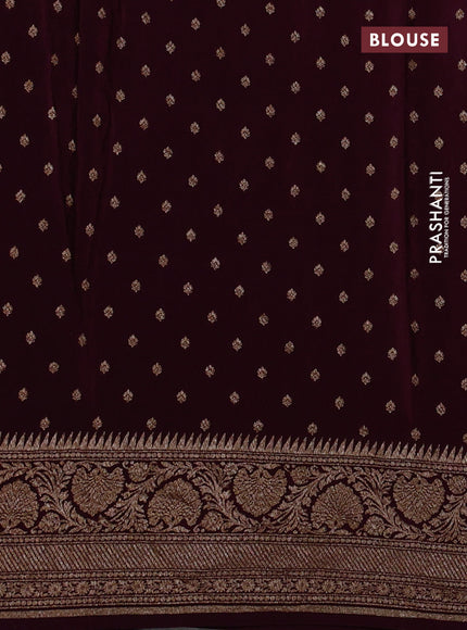 Banarasi crepe saree wine shade with allover thread & zari weaves and woven border