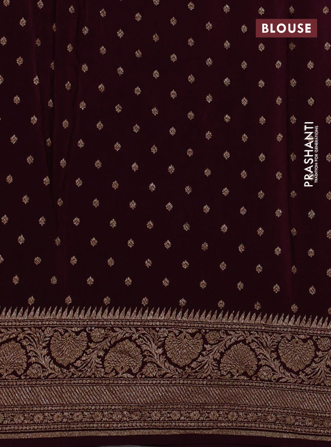 Banarasi crepe saree wine shade with allover thread & zari weaves and woven border