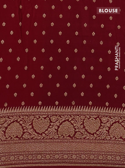 Banarasi crepe saree maroon with allover thread & zari weaves and woven border
