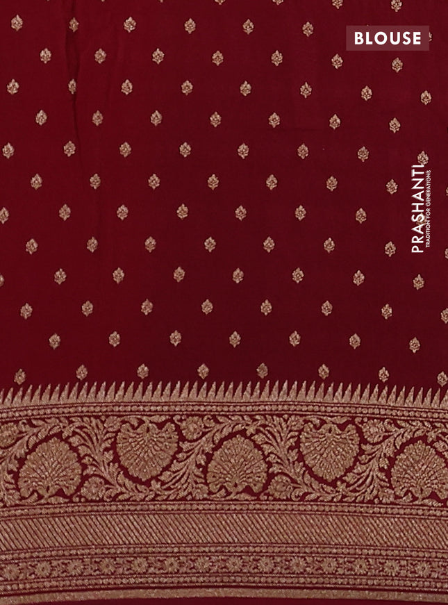 Banarasi crepe saree maroon with allover thread & zari weaves and woven border