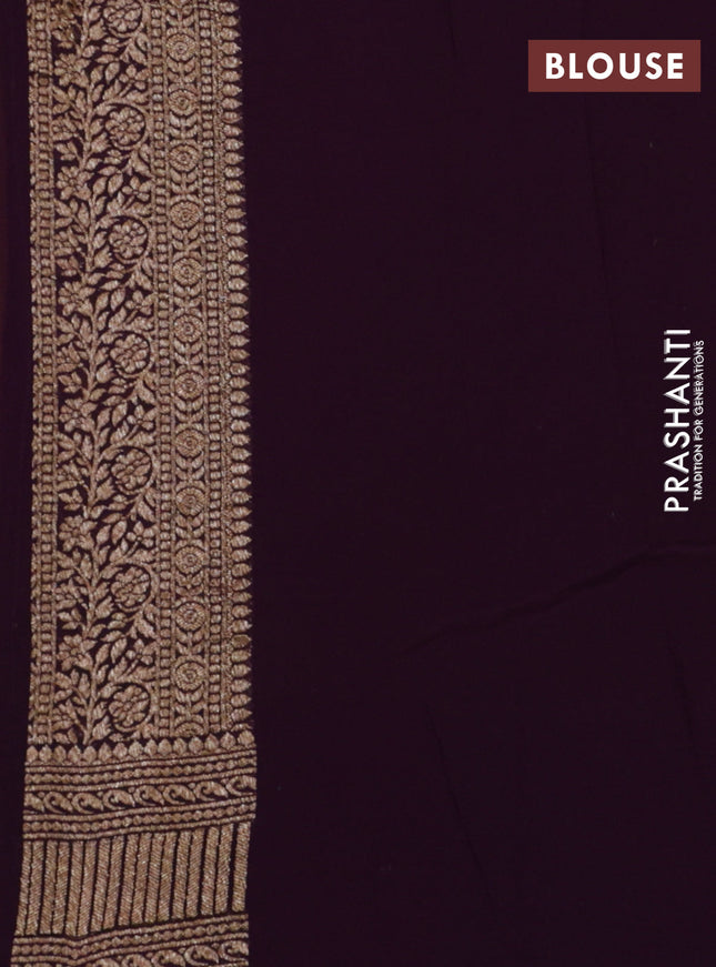 Banarasi georgette saree mango yellow and red deep violet with woven buttas and long woven border