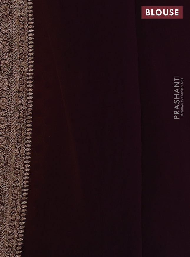 Banarasi georgette saree mango yellow and maroon wine with woven buttas and long woven border