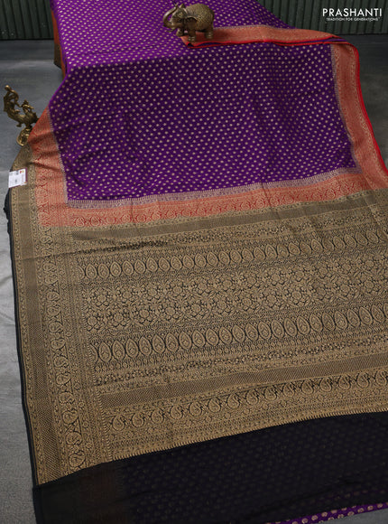 Banarasi georgette saree violet and red black with allover woven buttas and woven border