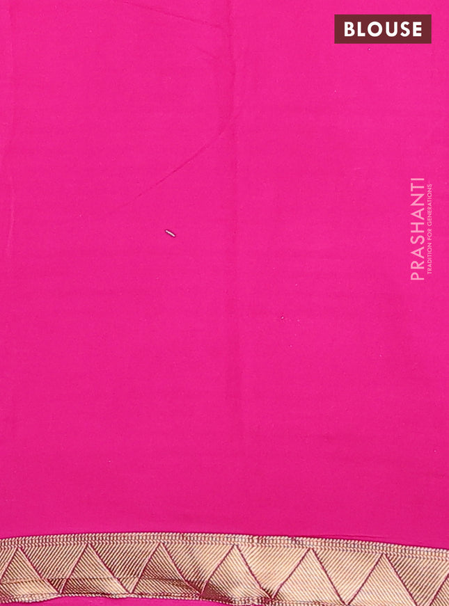 Semi mysore silk saree lime yellow and pink with half & half style and kalamkari prints