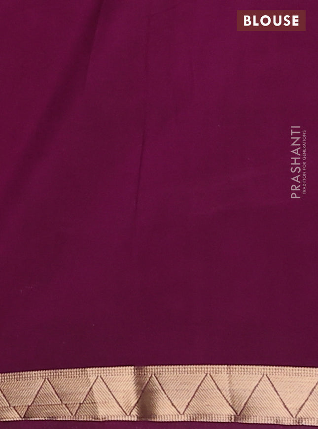 Semi mysore silk saree mauve pink and purple with allover half & half style and printed zari border