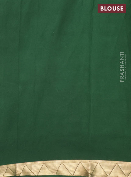 Semi mysore silk saree mustard yellow and dark green with allover half & half style and printed zari border