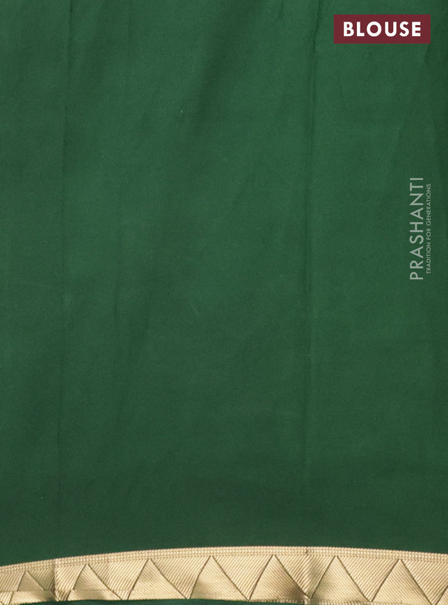 Semi mysore silk saree mustard yellow and dark green with allover half & half style and printed zari border