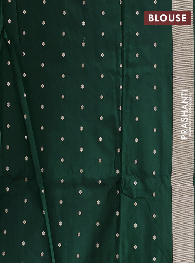 Banarasi katan silk saree green with zari woven floral buttas and zari woven border