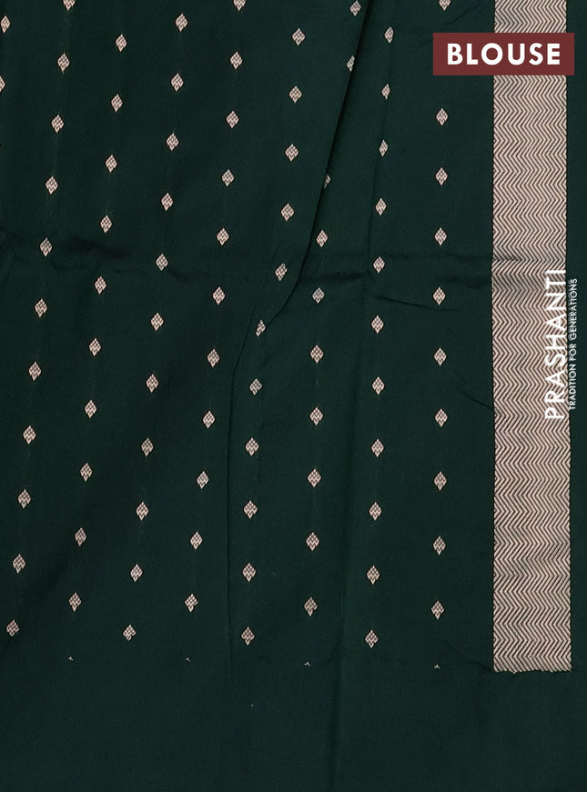 Banarasi katan silk saree bottle green with zari woven buttas and thread & zari woven border