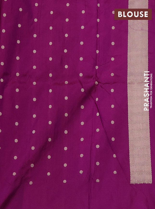 Banarasi katan silk saree purple with zari woven buttas and thread & zari woven border