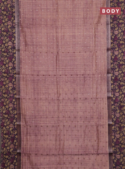 Chanderi silk cotton saree pastel purple and violet shade with allover zari buttas and printed border