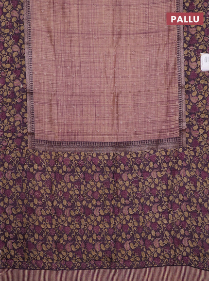 Chanderi silk cotton saree pastel purple and violet shade with allover zari buttas and printed border