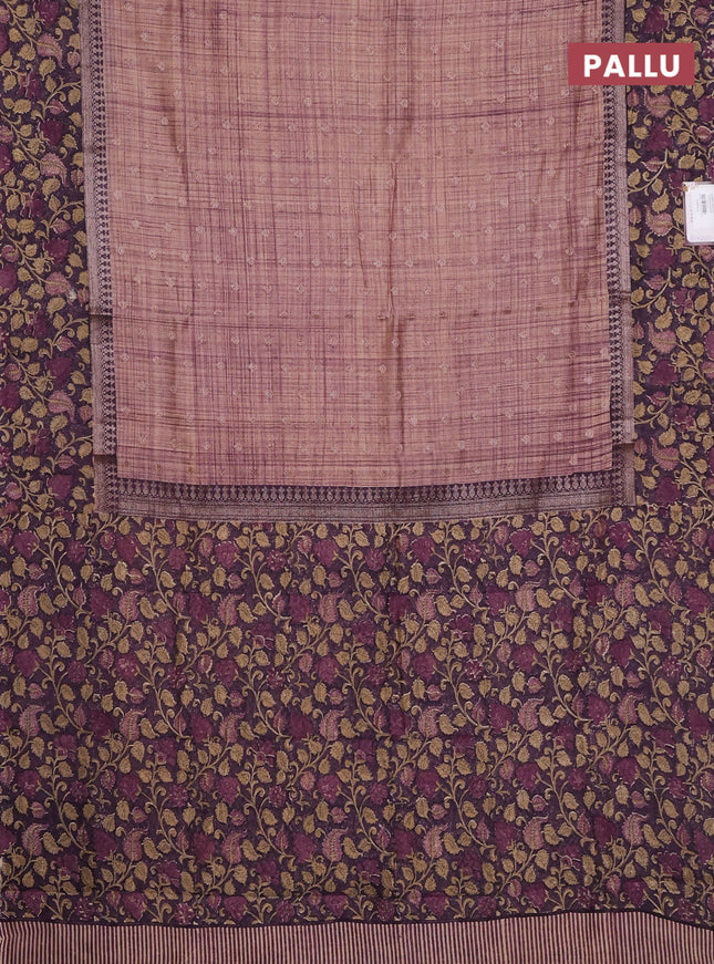 Chanderi silk cotton saree pastel purple and violet shade with allover zari buttas and printed border