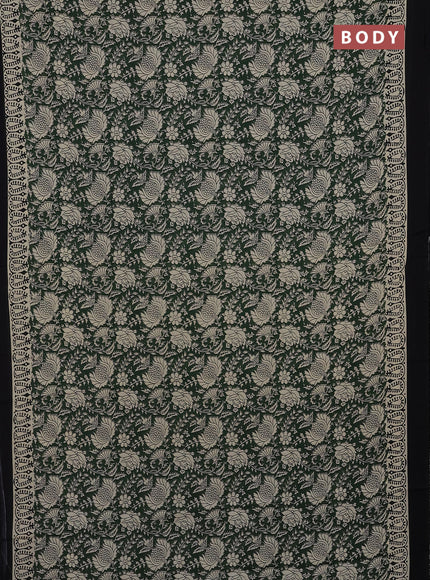 Jaipur cotton saree green and black with allover kalamkari print and printed border