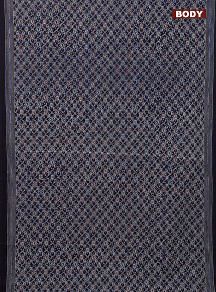 Jaipur cotton saree blue and maroon with allover ajrakh prints and printed border