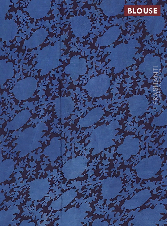 Jaipur cotton saree blue and maroon with allover ajrakh prints and printed border