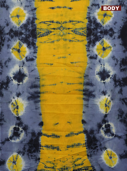 Jaipur cotton saree yellow and grey with allover tie & dye prints and printed border