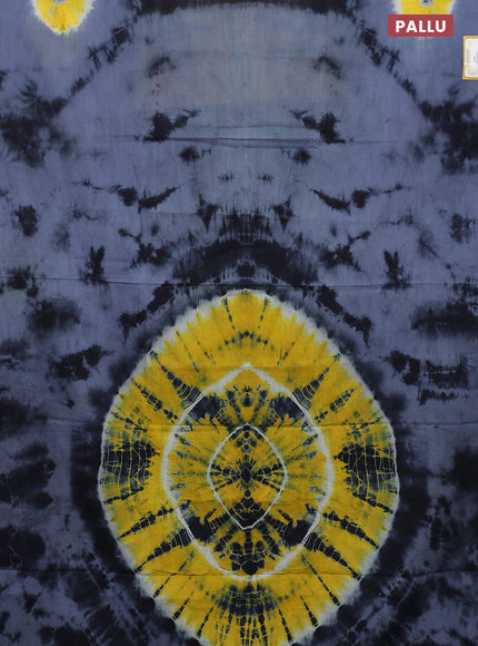 Jaipur cotton saree yellow and grey with allover tie & dye prints and printed border