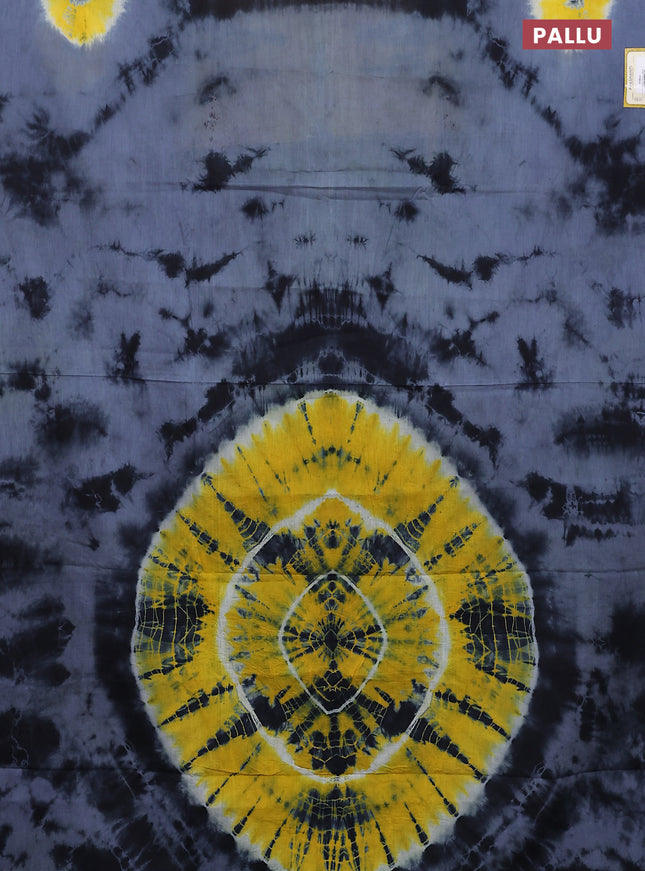 Jaipur cotton saree yellow and grey with allover tie & dye prints and printed border